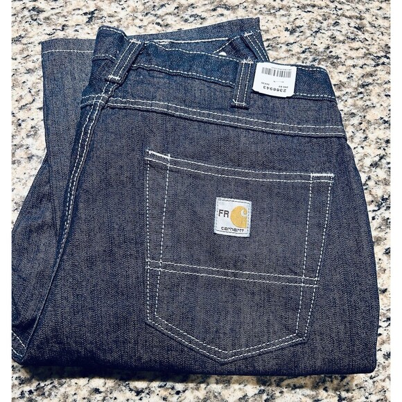 Carhartt Men Flame Resistant Sz 34 Denim Work Jean Relaxed Fit 280-83 NFPA 2112 - Picture 1 of 13